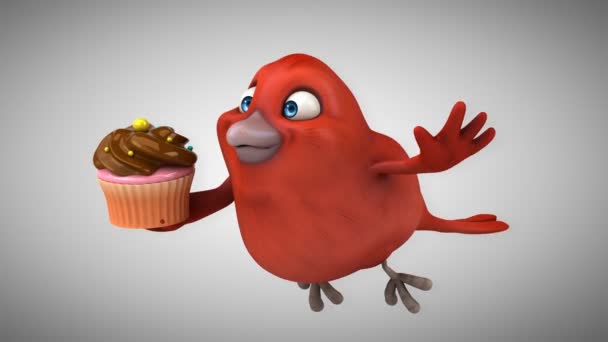 Vicces rajzfilm piros madár — Stock videók