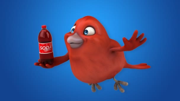 Dibujos animados divertido pájaro rojo — Vídeo de stock