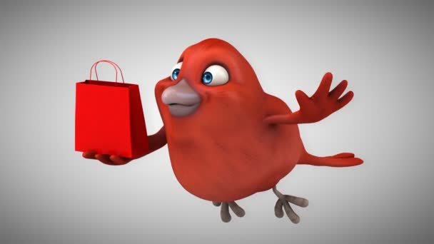 Dessin animé amusant Oiseau rouge — Video