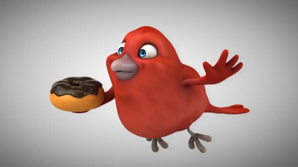 Dibujos animados divertido pájaro rojo — Vídeo de stock