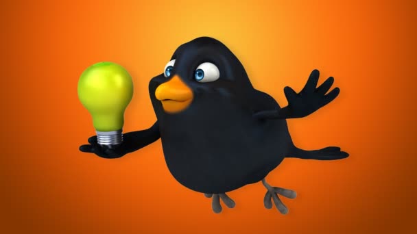 Divertido desenho animado pássaro preto — Vídeo de Stock