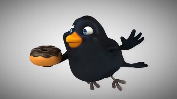 Spaß Cartoon schwarzer Vogel — Stockvideo