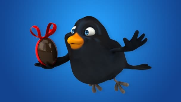 Divertido dibujos animados negro pájaro — Vídeo de stock