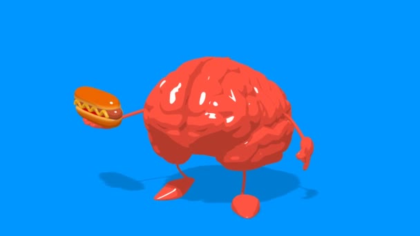 Spaß Cartoon Gehirn — Stockvideo