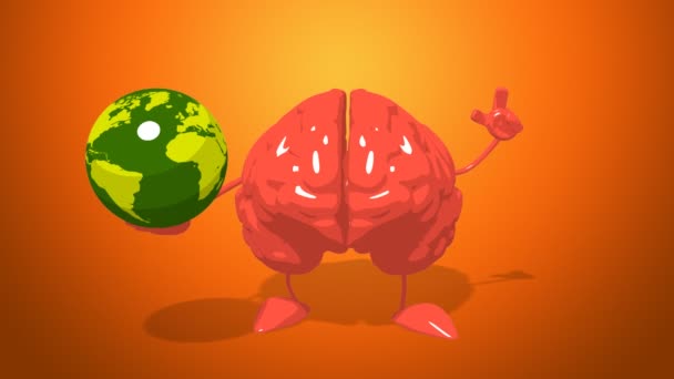 Otak kartun yang menyenangkan — Stok Video