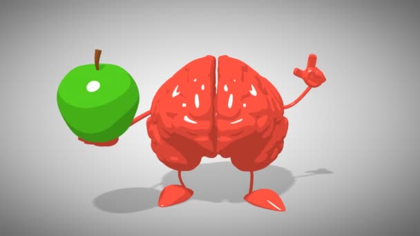 Divertido cerebro de dibujos animados — Vídeo de stock