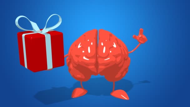 Divertido cerebro de dibujos animados — Vídeos de Stock