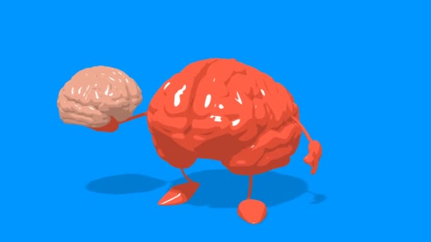 Смешные мультяшные мозги — стоковое видео