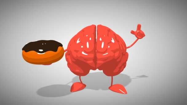 Divertido cerebro de dibujos animados — Vídeo de stock