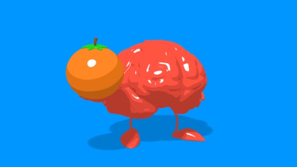 Divertido cerebro de dibujos animados — Vídeo de stock