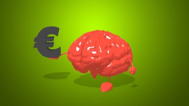 Fun cartoon brain — Stock Video