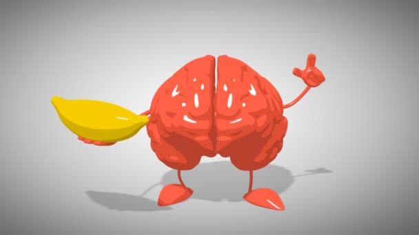 Смешные мультяшные мозги — стоковое видео