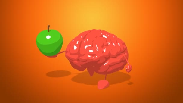 Divertido cerebro de dibujos animados — Vídeo de stock