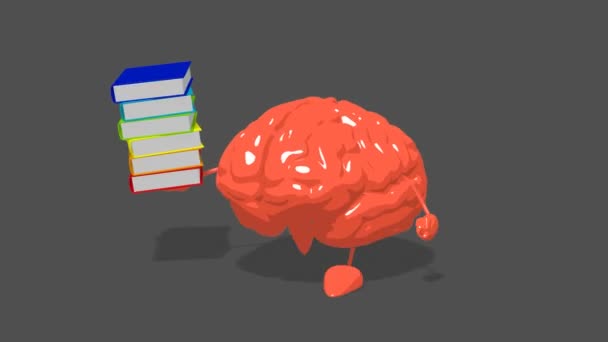 Divertido cerebro de dibujos animados — Vídeo de stock