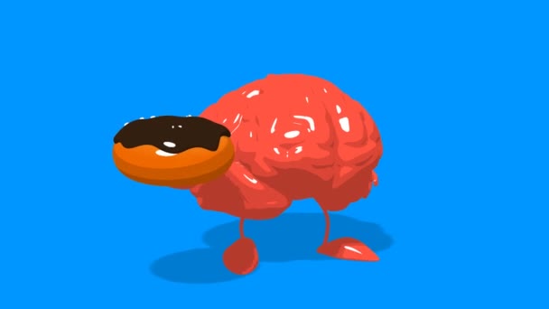 Divertido cerebro de dibujos animados — Vídeo de stock