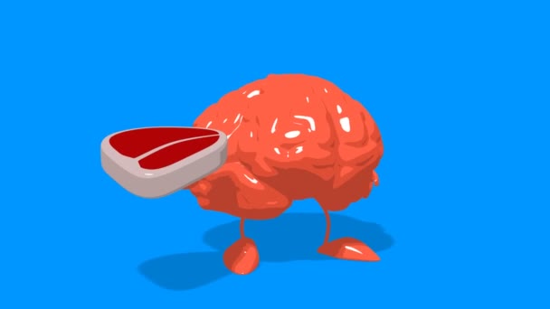Divertido cerebro de dibujos animados — Vídeos de Stock