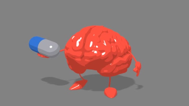 Divertente cervello cartone animato — Video Stock