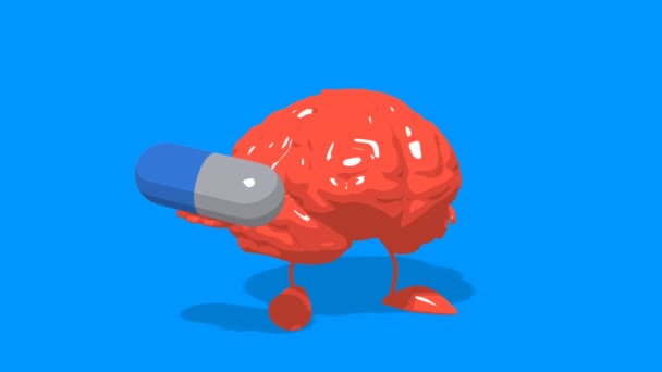 Zabawna kreskówka mózg — Wideo stockowe