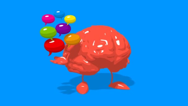 Fun cartoon brain — Stock Video