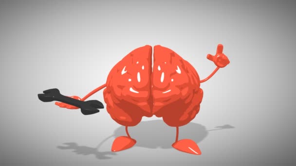 Szórakoztató karikatúra agy — Stock videók