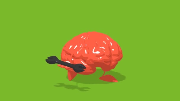 Divertido cerebro de dibujos animados — Vídeos de Stock