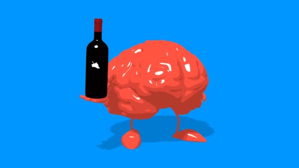 Fun cartoon brain — Stock Video