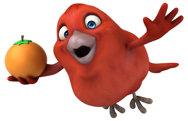 可爱的卡通只红色的鸟 — 图库照片