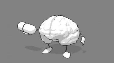 siyah beyaz çizgi film beyin