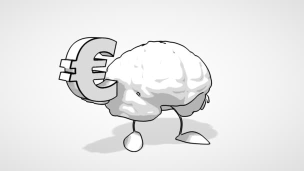 Black and white cartoon brain — Stock Video