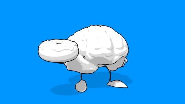 Чорно-білий мультяшний мозок — стокове відео