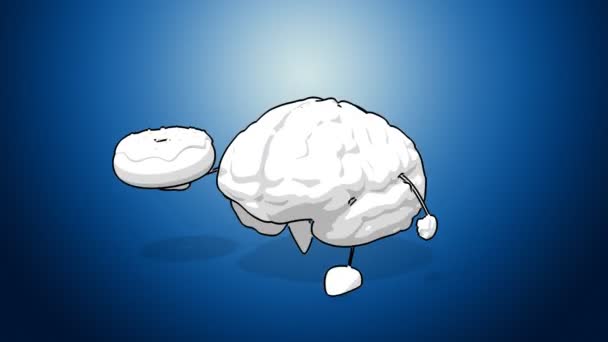 Cervello cartone animato in bianco e nero — Video Stock