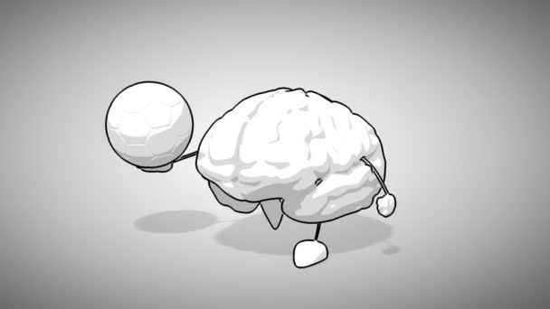 Černé a bílé kreslené mozek — Stock video