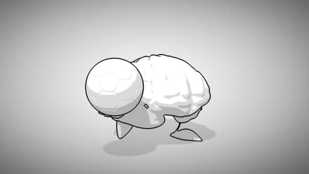 cerveau dessin animé noir et blanc 