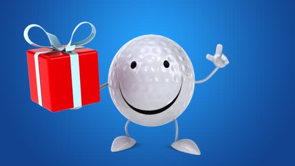 Funny cartoon golf ball — Stock Video