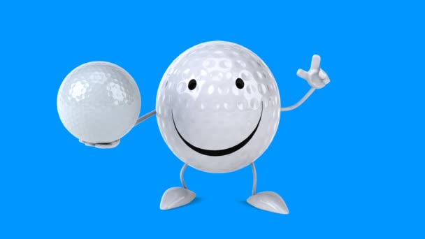 Funny cartoon golf ball — Stock Video