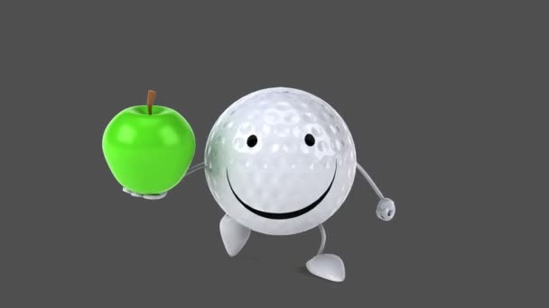 Rolig tecknad golfboll — Stockvideo