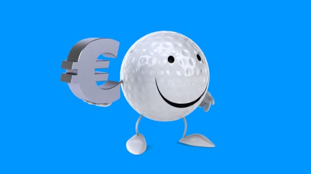 Funny cartoon golf ball — Stock Video