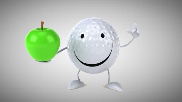 Divertida bola de golf de dibujos animados — Vídeo de stock