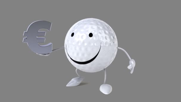 Funny cartoon golf ball — Stock Video