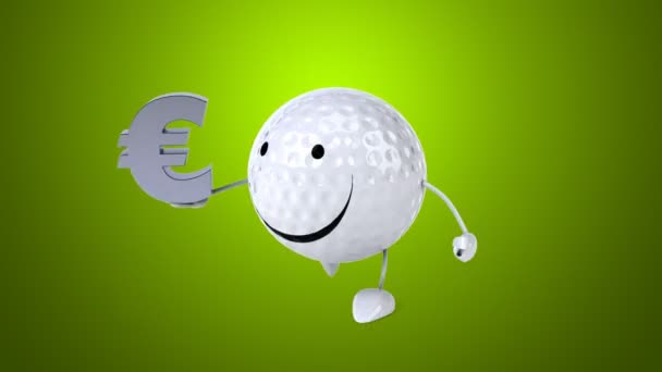 Bola de golfe engraçado desenhos animados — Vídeo de Stock