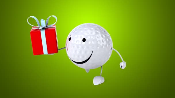 Divertida bola de golf de dibujos animados — Vídeo de stock