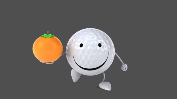 Funny cartoon golf ball — Stock Video