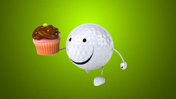 Vtipné kreslené golfový míček — Stock video