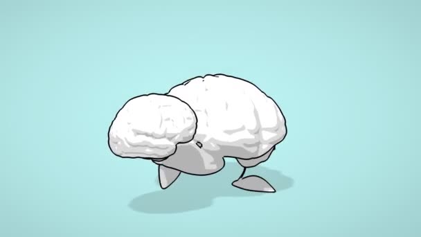 Divertido cerebro de dibujos animados — Vídeos de Stock