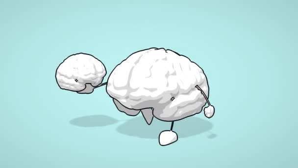 Leuke cartoon hersenen — Stockvideo