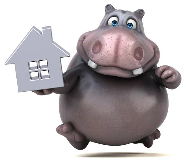 Divertido hipopótamo de dibujos animados —  Fotos de Stock