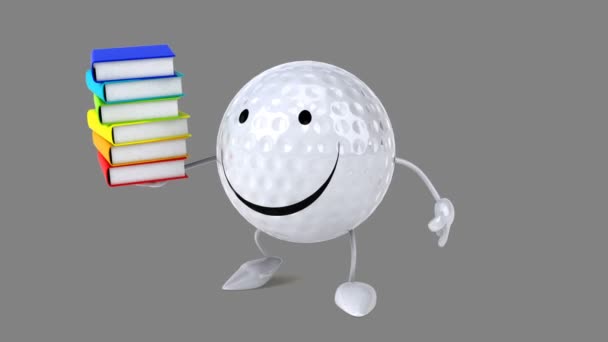 Leuke cartoon golfbal — Stockvideo