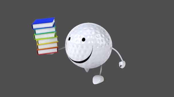 Leuke cartoon golfbal — Stockvideo