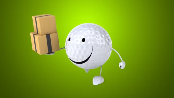 Leuke cartoon golfbal — Stockvideo