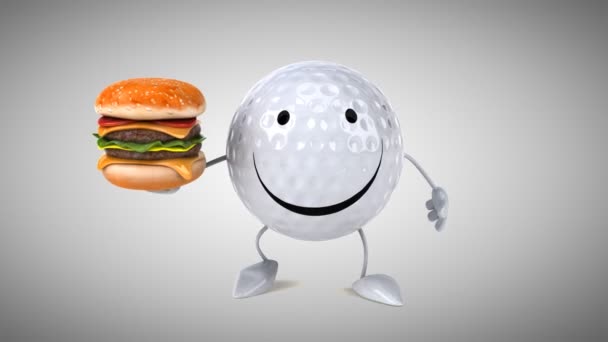 Spaß Cartoon Golfball — Stockvideo